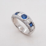 BA6408 Sapphire Diamond Cluster White Gold Ring Angle 1080x1080