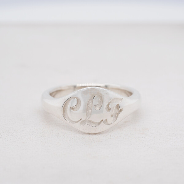 Signet Ring in Sterling Silver with Engraved Monogram