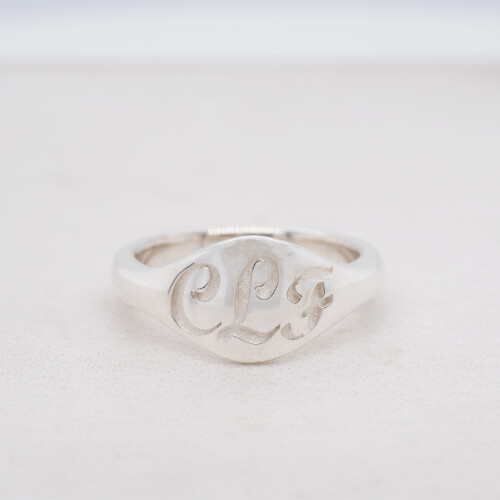 Sterling Silver Engraved Monogram Signet Ring