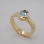 Aquamarine Yellow Gold Hammered Ring Angle 1080x1115