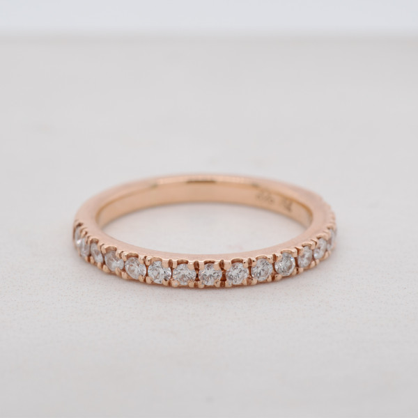 Rose Gold Scallop Set Diamond Wedding Ring