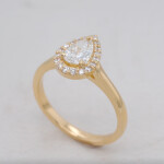 Yellow Gold Pear Cut Diamond Halo Ring Angle 1080x1080