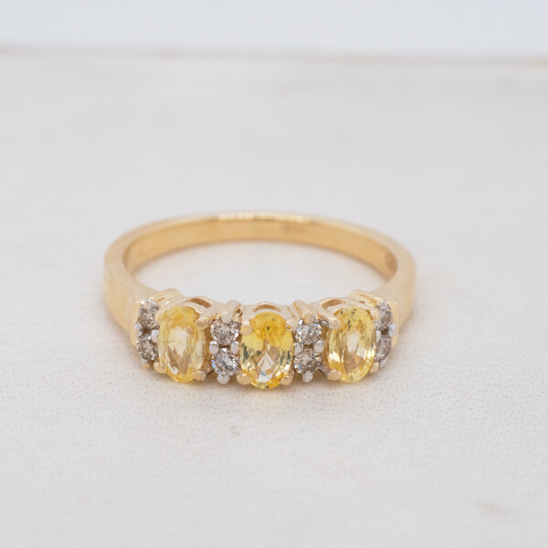 Yellow Sapphire and Diamond Ring