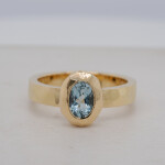 Aquamarine Hammered Gold Ring