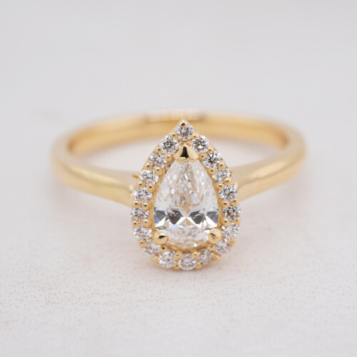 Pear Shaped Diamond Halo Engagement Ring