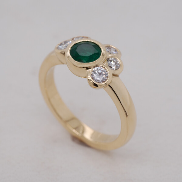 Emerald Diamond Rubover Cluster Ring Angle BA6659 1080x1080