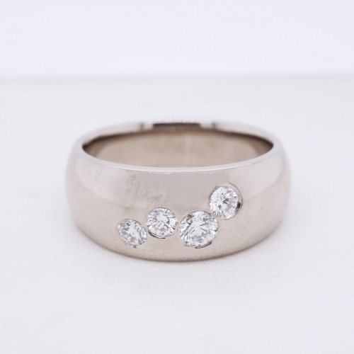 Shot Set Diamond Wide Ring 