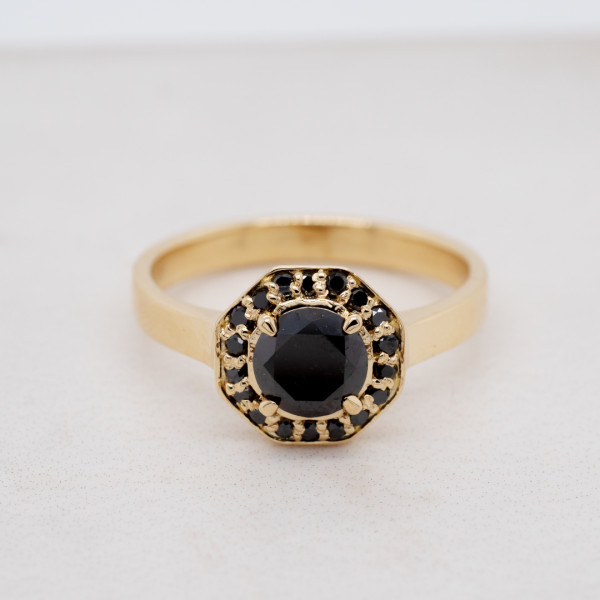 Black Diamond Hexagonal Ring 