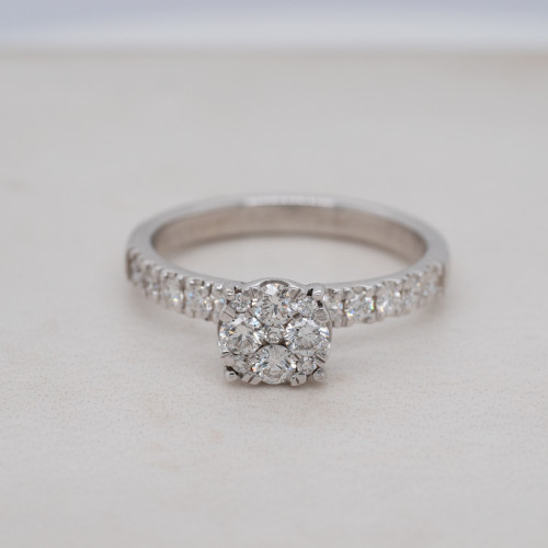Diamond Cluster Solitaire Ring