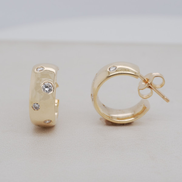 Shot Set Diamond Hoop Earrings