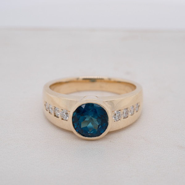 Round Topaz and Diamond Ring