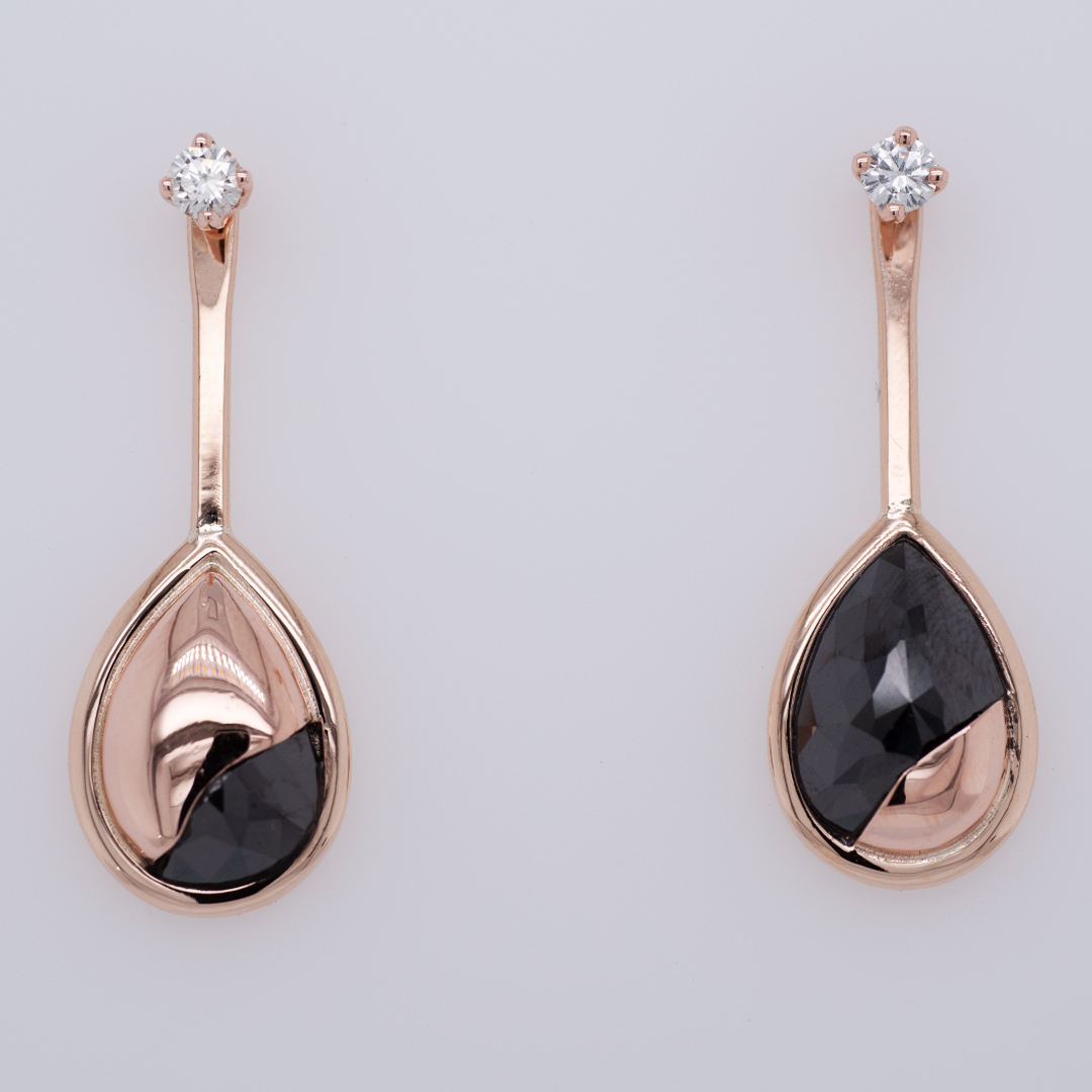 Rose Gold Black Diamond Earrings » Dalgleish Diamonds
