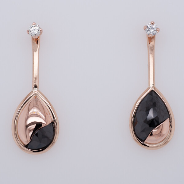 Rose Gold Black Diamond Earrings