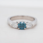 Aquamarine and Diamond Three Stone Ring