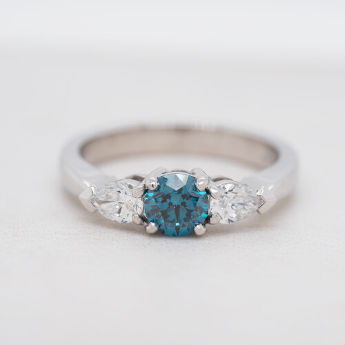 Aquamarine and Diamond Three Stone Ring