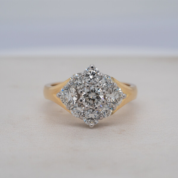 Diamond Shaped Diamond Cluster Ring