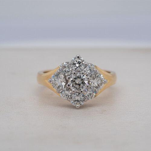 Diamond Shaped Diamond Cluster Ring