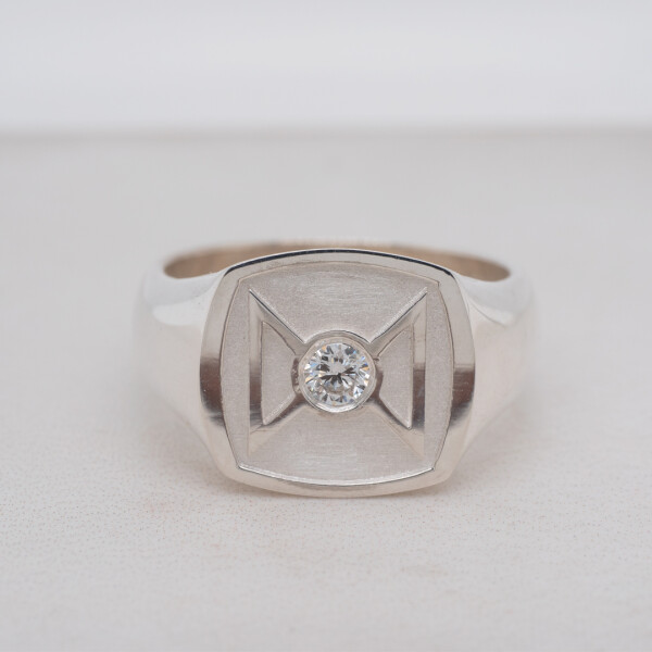 Silver and Diamond Signet Ring