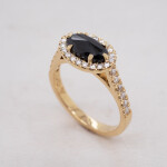 Black Diamond Rose Cut Yellow Gold Halo Ring Angle BA6569 1080x1080