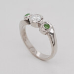 Diamond Greenstone Three stone White Gold Ring Angle 1080x1080