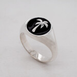 Palm Tree Silver Signet Ring Angle 1080x1080