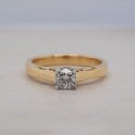 Cushion Cut Diamond Solitaire Yellow Gold Ring