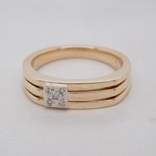 Triple Row Diamond Signet Ring