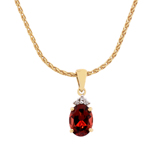 Garnet and Diamond Drop Pendant