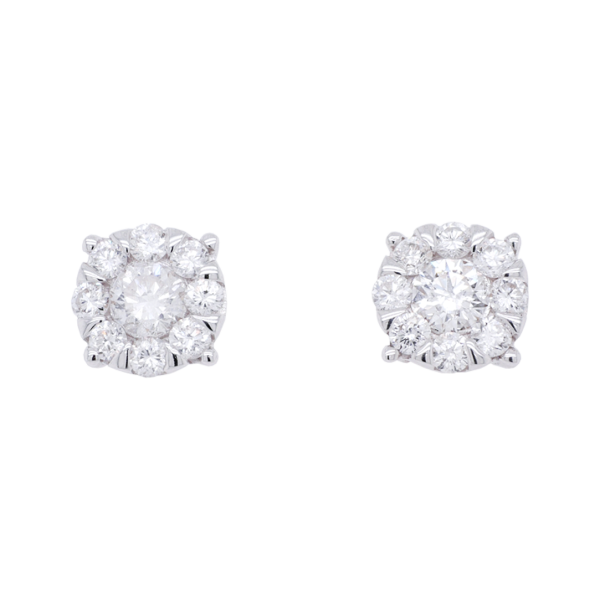 Round Brilliant Diamond Cluster Stud Earrings