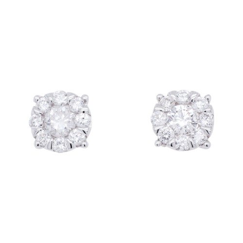 Round Brilliant Diamond Cluster Stud Earrings