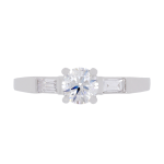 Baguette Diamond Shoulders White Gold Engagement Ring Top 1083x1083