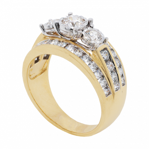 Three Band Three Stone Diamond Ring