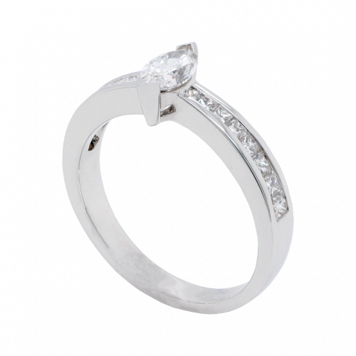 Marquise Diamond Solitaire and Princess Cut Diamond Band