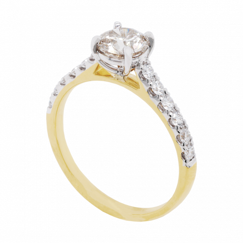 Scallop Set Champagne Diamond Solitaire Ring