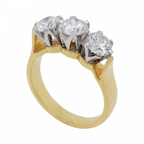 Classic Three Stone Round Brilliant Diamond Ring