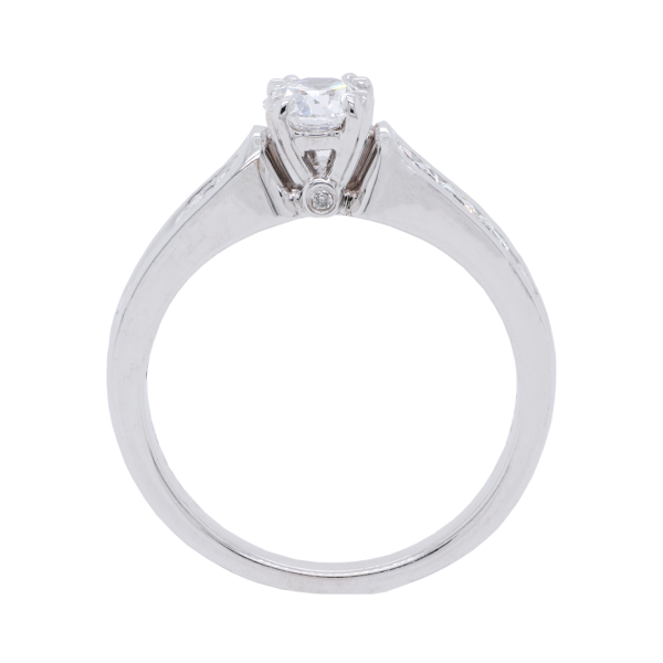 Round Brilliant Channel Set Shoulders White Gold Engagement Ring Front 1083x1083