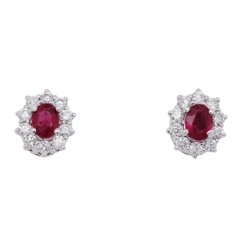 Ruby and Diamond Cluster Earrings