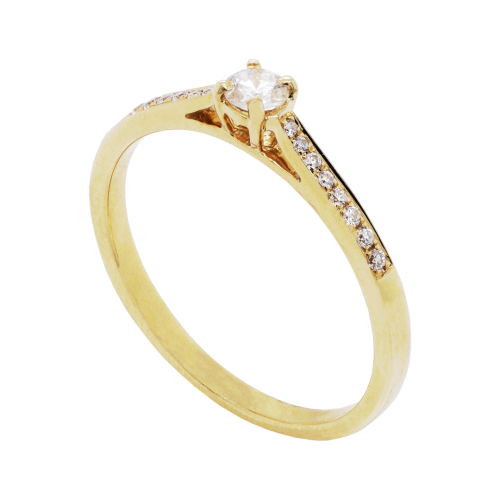 Delicate Grain Set Diamond Solitaire Ring