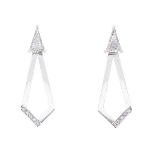 Triangle Diamond Stud Earrings with Jacket
