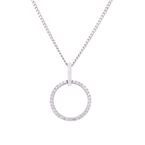 Diamond Set Circle Drop Pendant