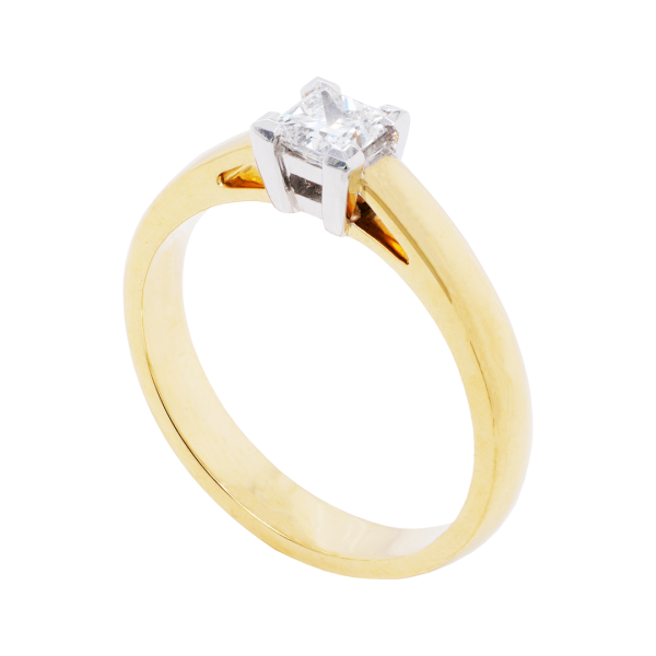 Princess Cut Diamond Solitaire Tapered Band Ring