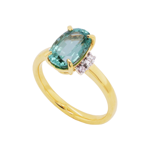 Oval Lagoon Tourmaline and Diamond Ring