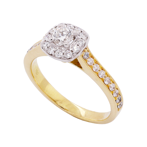 Brilliant Cut Diamond with Cushion Shaped Halo Engagement Ring