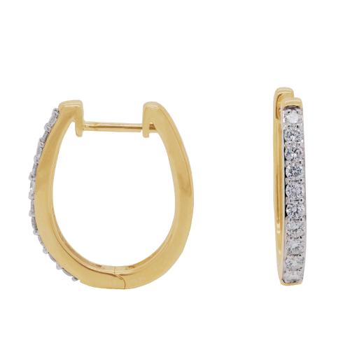 Yellow Gold Grain Set Diamond Hoop Earrings