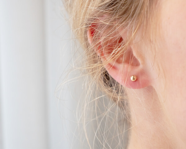 Medium Ball Studs Yellow Gold On Ear 1080x1350