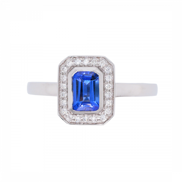 030698 Tanzanite Octagonal Diamond Halo Ring Top 1080x1080 copy