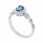 Sapphire and Diamond Halo Ring