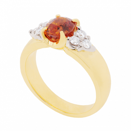 Spessatite Garnet and Diamond Accented Ring