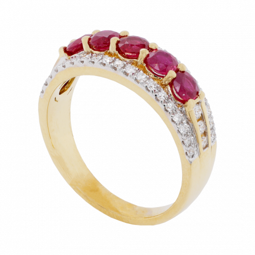 Five Stone Ruby and Diamond Ring