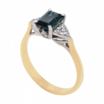 Teal Tourmaline and Diamond Ring